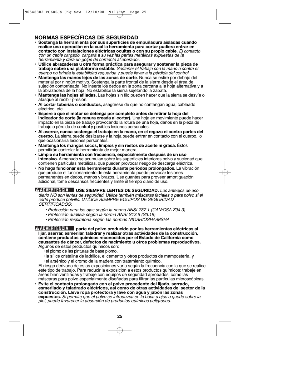 Porter-Cable 90546382 User Manual | Page 25 / 32