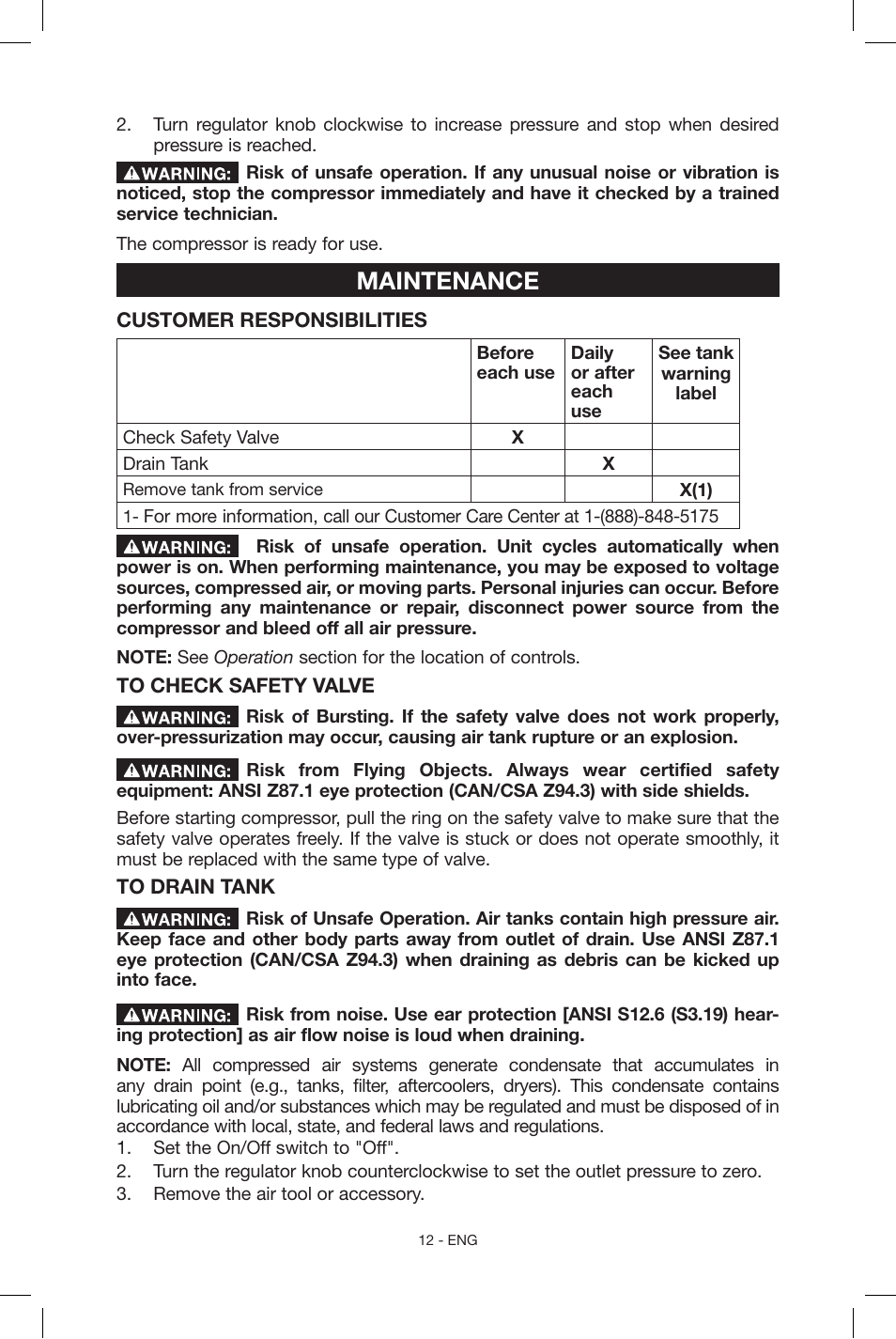 Maintenance | Porter-Cable N039112 User Manual | Page 12 / 64