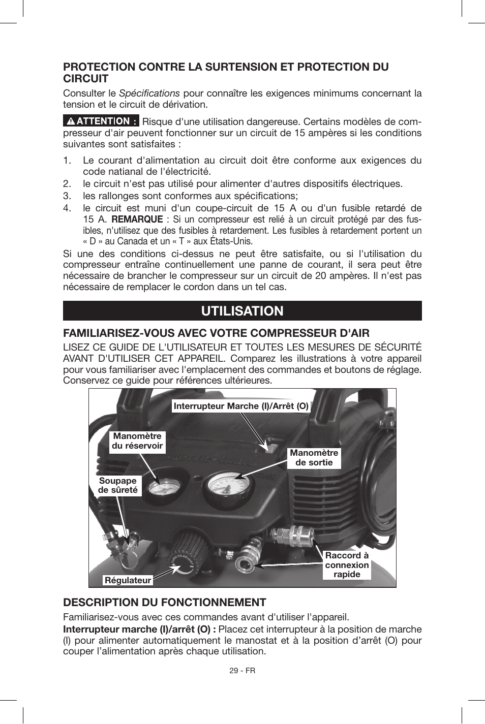 Utilisation | Porter-Cable N039112 User Manual | Page 29 / 64