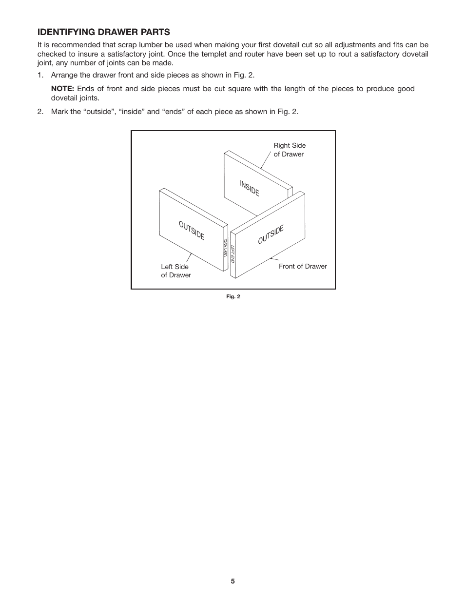 Identifying drawer parts | Porter-Cable Dovetail Fixture/Jig 4115 User Manual | Page 5 / 15