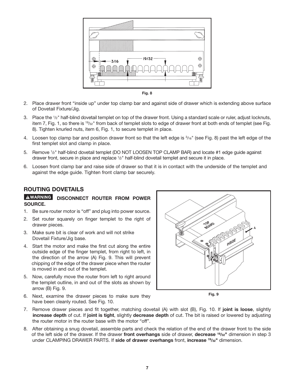 Routing dovetails | Porter-Cable Dovetail Fixture/Jig 4115 User Manual | Page 7 / 15