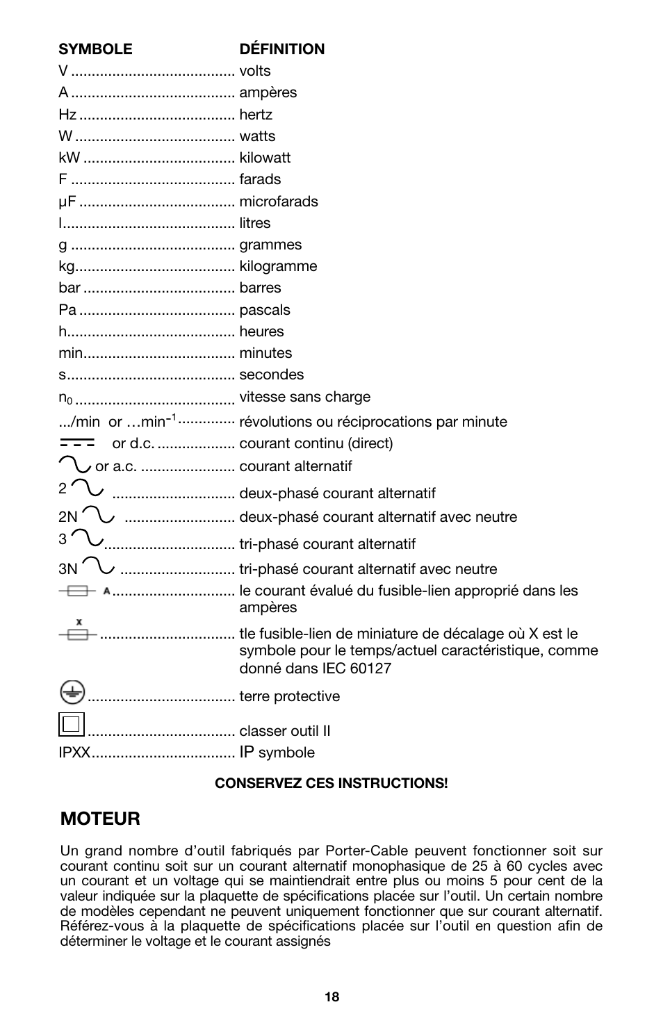 Moteur | Porter-Cable 6605 User Manual | Page 18 / 36