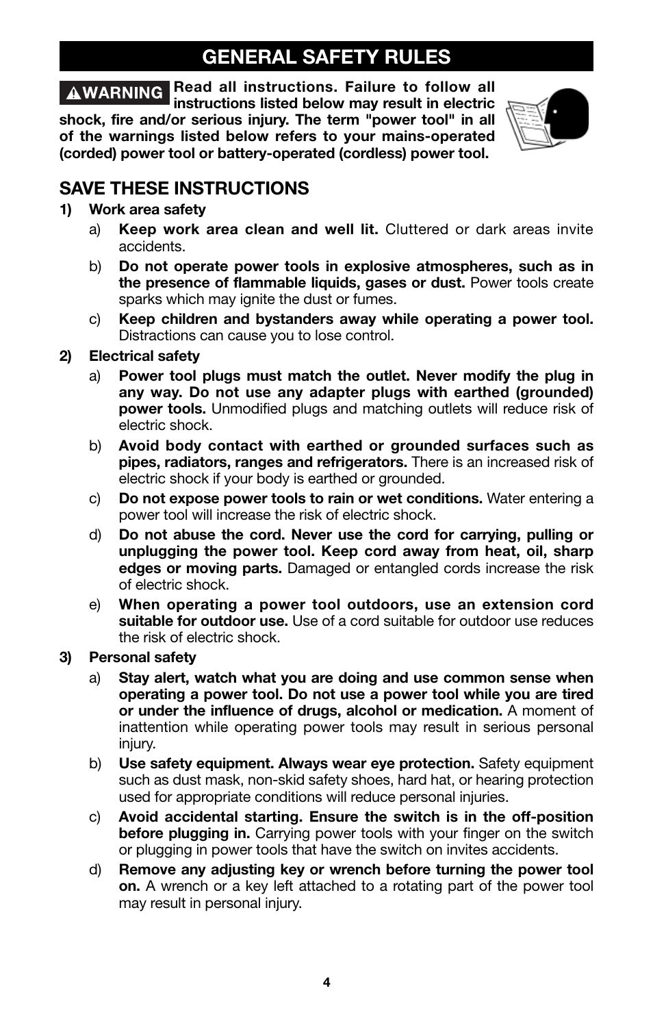 General safety rules, Save these instructions | Porter-Cable 6605 User Manual | Page 4 / 36