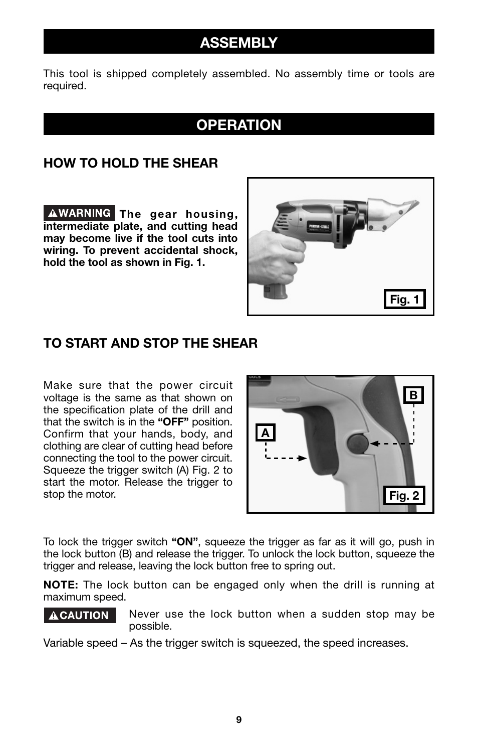 Assembly, Operation | Porter-Cable 6605 User Manual | Page 9 / 36