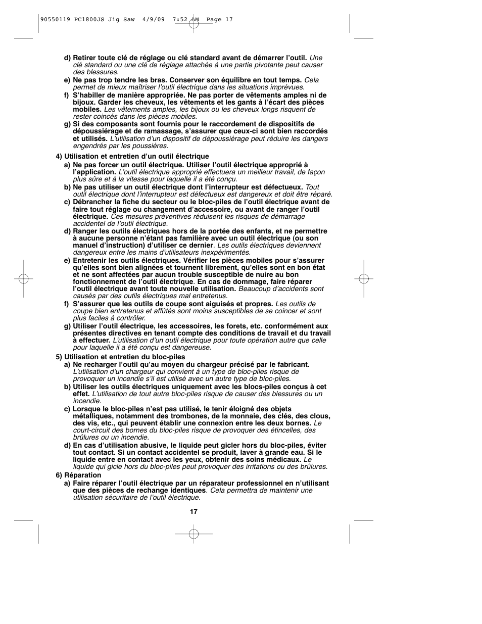 Porter-Cable PC1800JS User Manual | Page 17 / 44