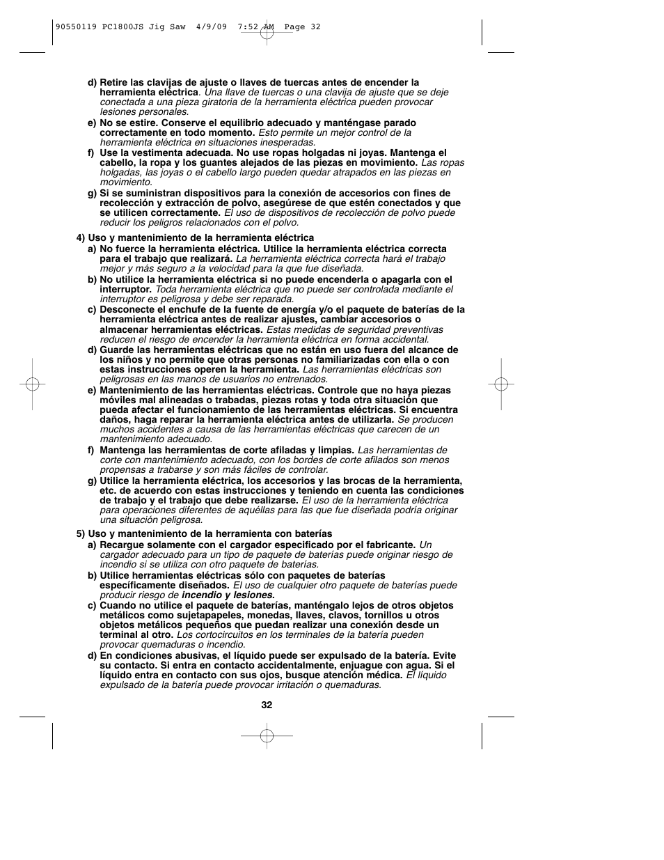 Porter-Cable PC1800JS User Manual | Page 32 / 44