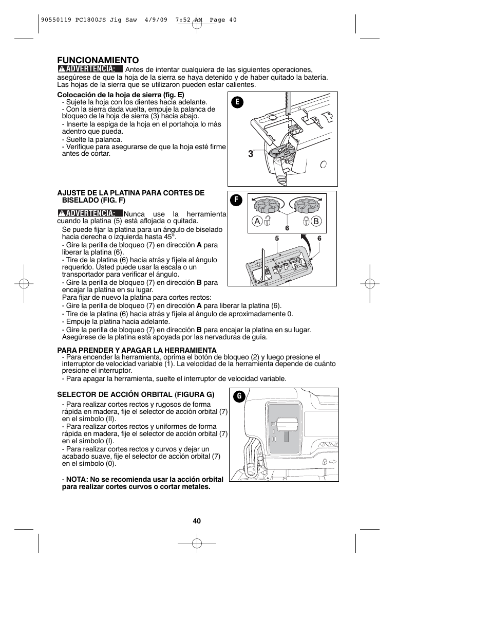 Porter-Cable PC1800JS User Manual | Page 40 / 44