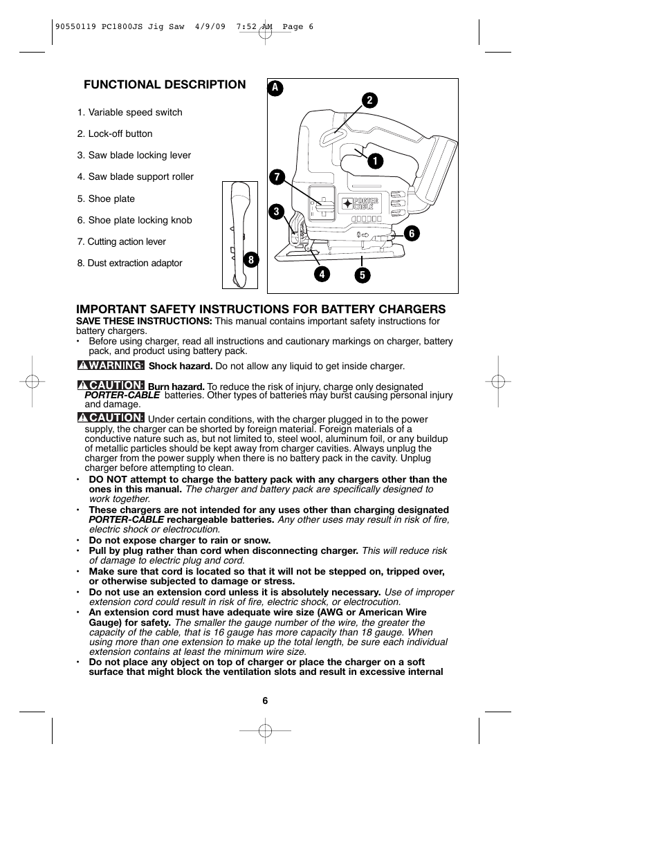 Porter-Cable PC1800JS User Manual | Page 6 / 44