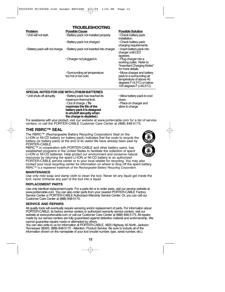 Porter-Cable 90550099 User Manual | Page 12 / 44