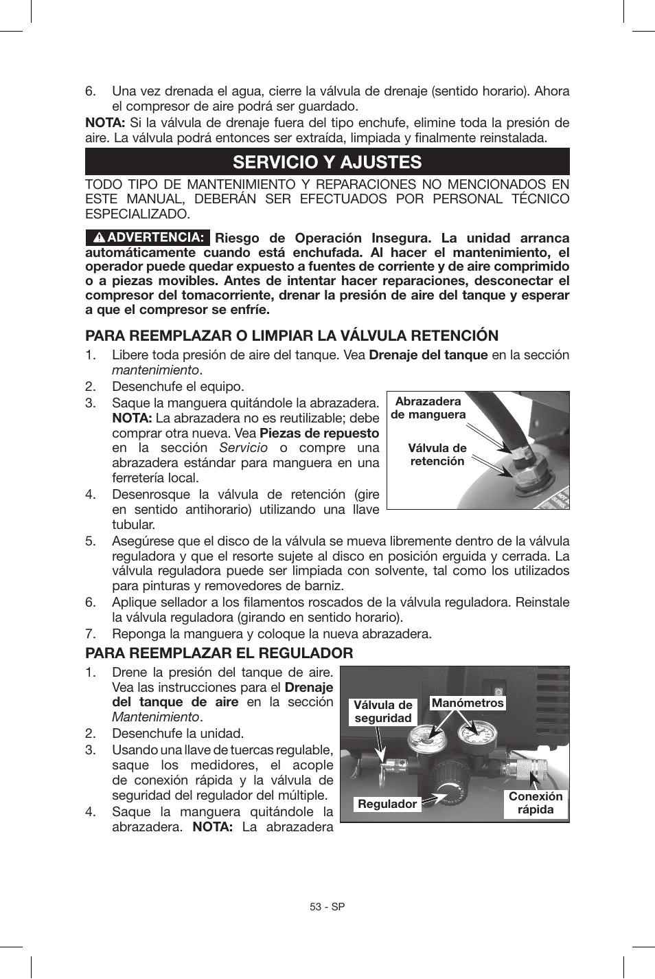 Servicio y ajustes | Porter-Cable CF6131 User Manual | Page 53 / 64