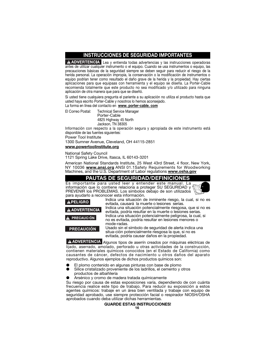 Porter-Cable 7425 User Manual | Page 16 / 44