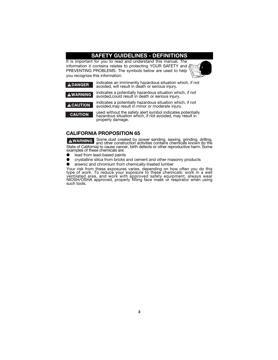 Safety guidelines - definitions | Porter-Cable 7425 User Manual | Page 3 / 44