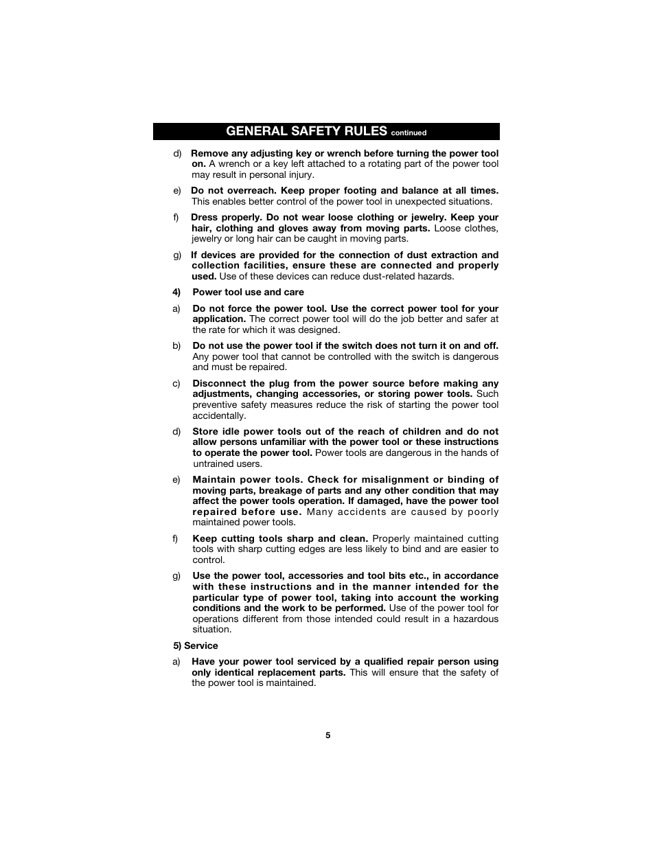 General safety rules | Porter-Cable 7425 User Manual | Page 5 / 44
