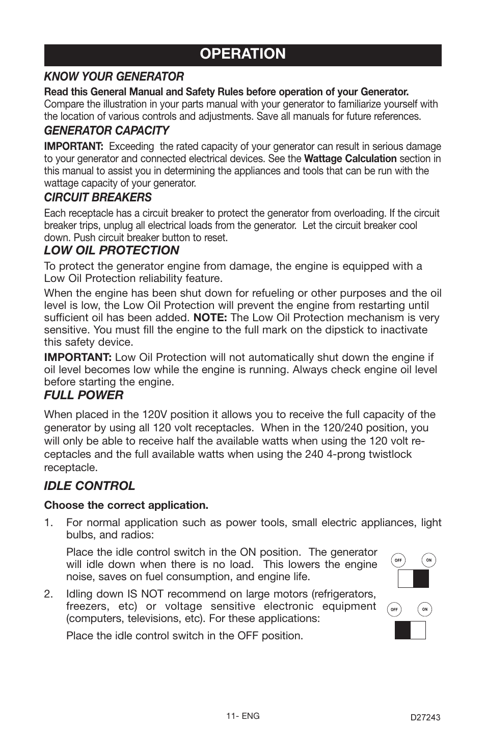 Operation | Porter-Cable D27243-028-0 User Manual | Page 11 / 22