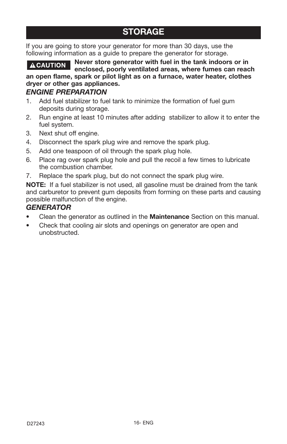 Storage | Porter-Cable D27243-028-0 User Manual | Page 16 / 22