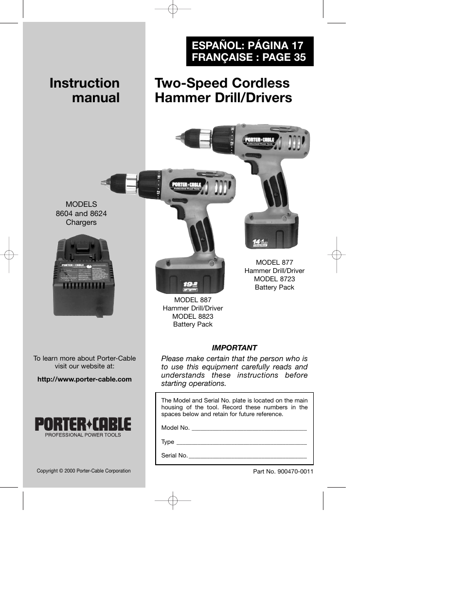 Porter-Cable 877 User Manual | 17 pages