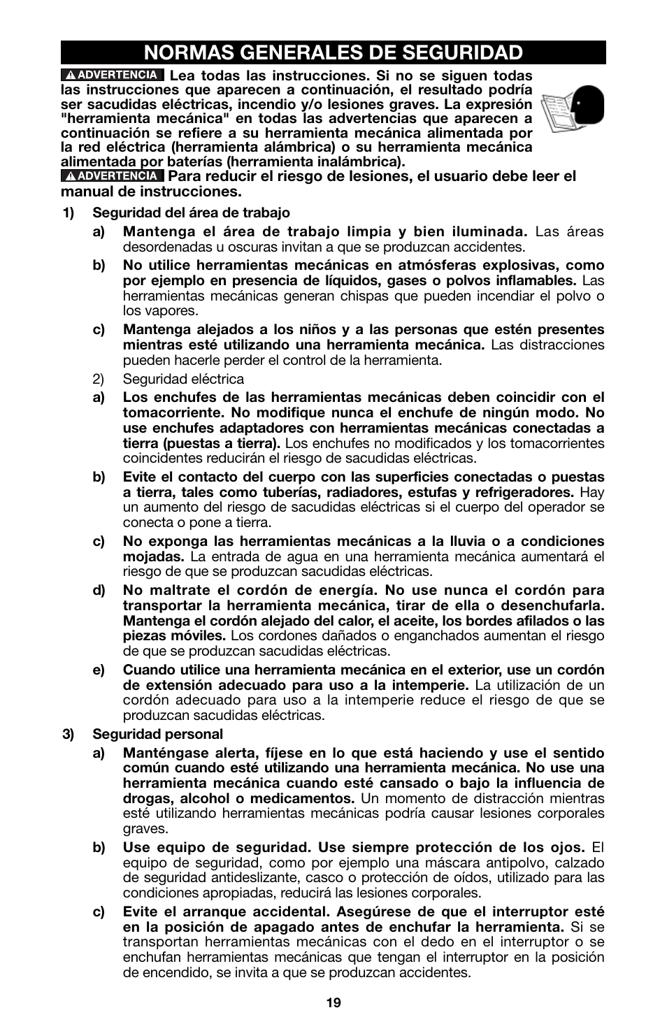Normas generales de seguridad | Porter-Cable 8823 User Manual | Page 19 / 52