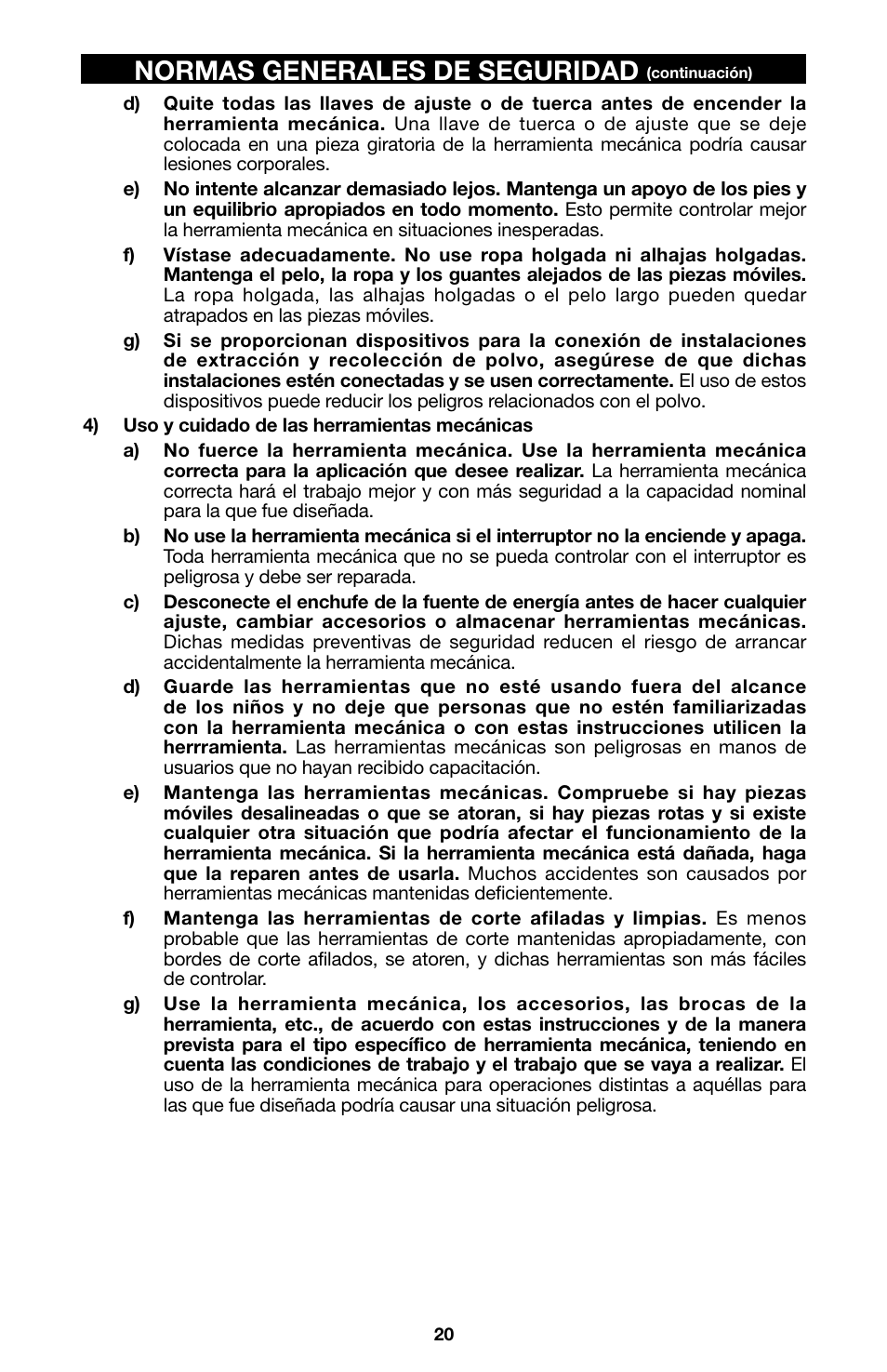 Normas generales de seguridad | Porter-Cable 8823 User Manual | Page 20 / 52