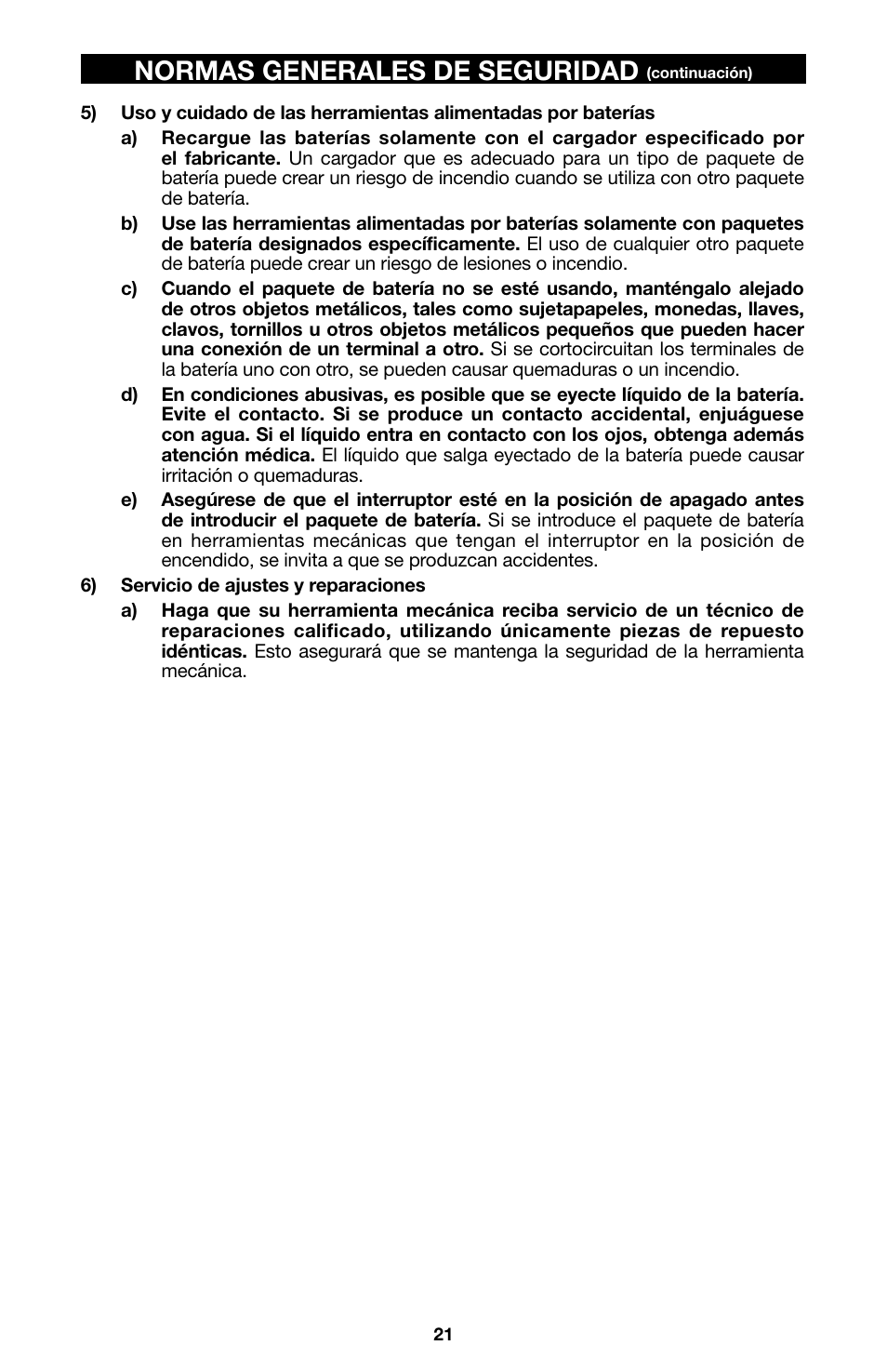 Normas generales de seguridad | Porter-Cable 8823 User Manual | Page 21 / 52