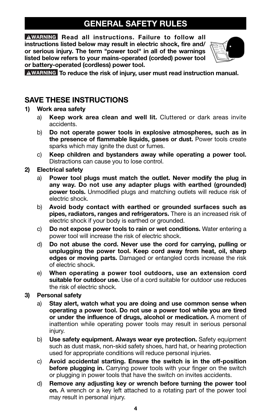 General safety rules, Save these instructions | Porter-Cable 8823 User Manual | Page 4 / 52