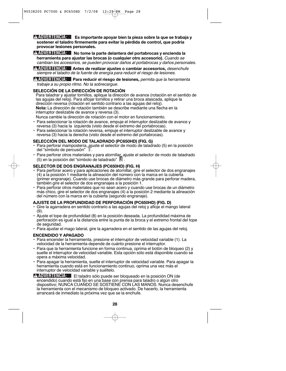 Porter-Cable PC650HD User Manual | Page 28 / 32