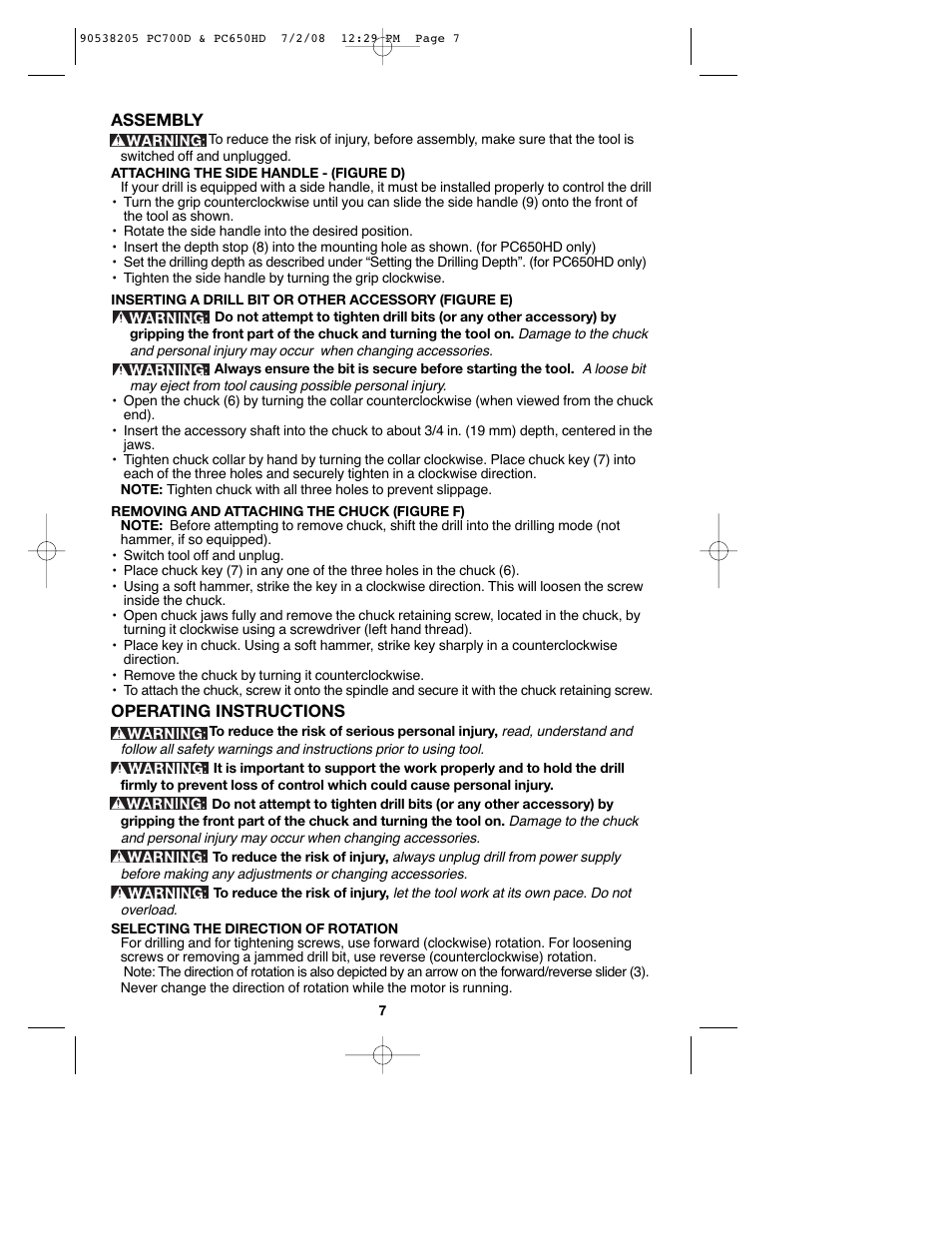 Porter-Cable PC650HD User Manual | Page 7 / 32