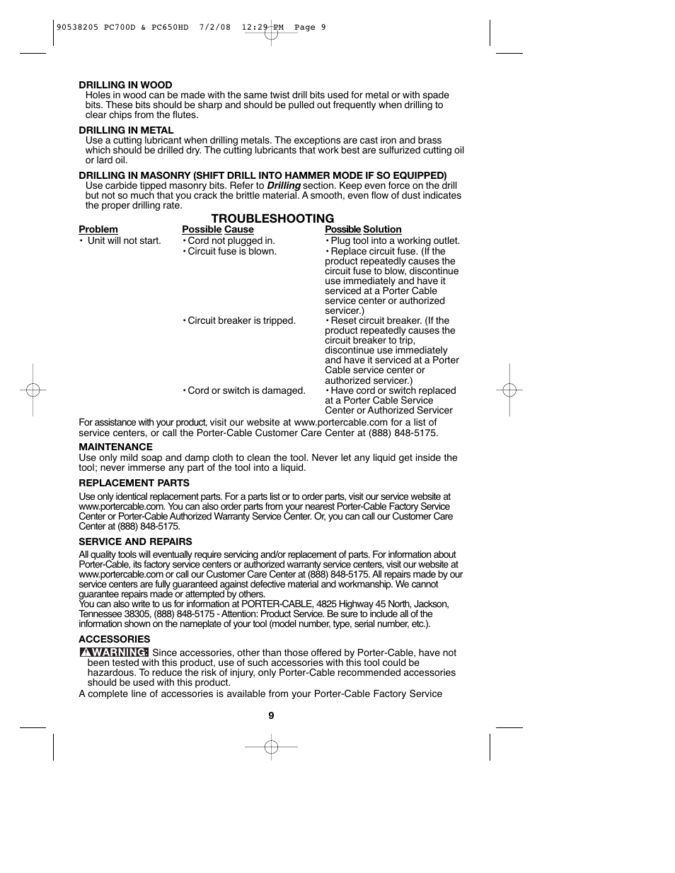 Porter-Cable PC650HD User Manual | Page 9 / 32