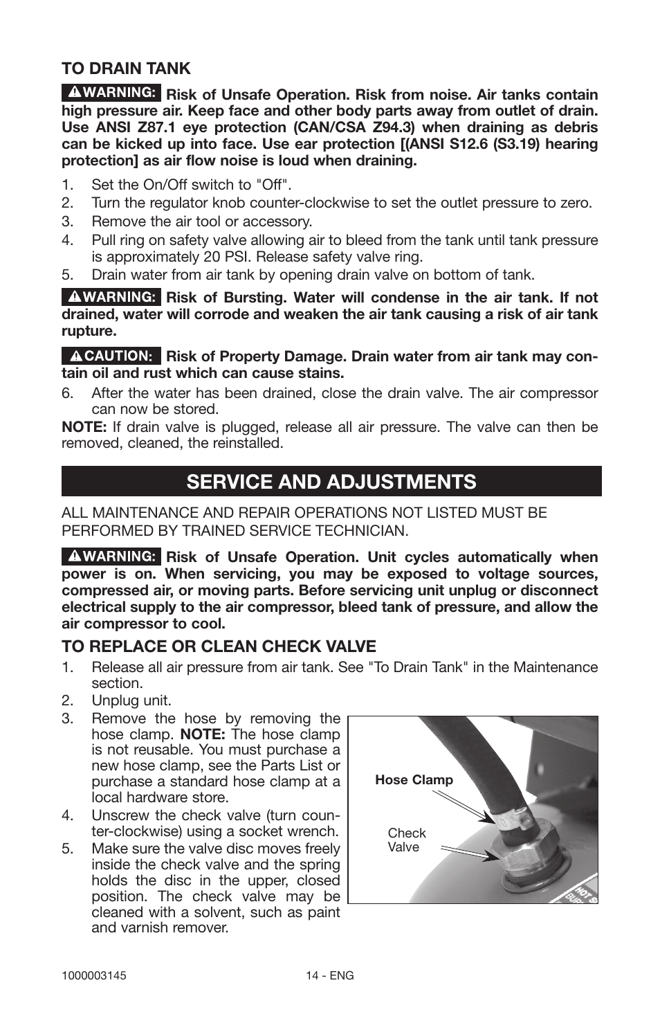 Service and adjustments | Porter-Cable 1000003145 User Manual | Page 14 / 64