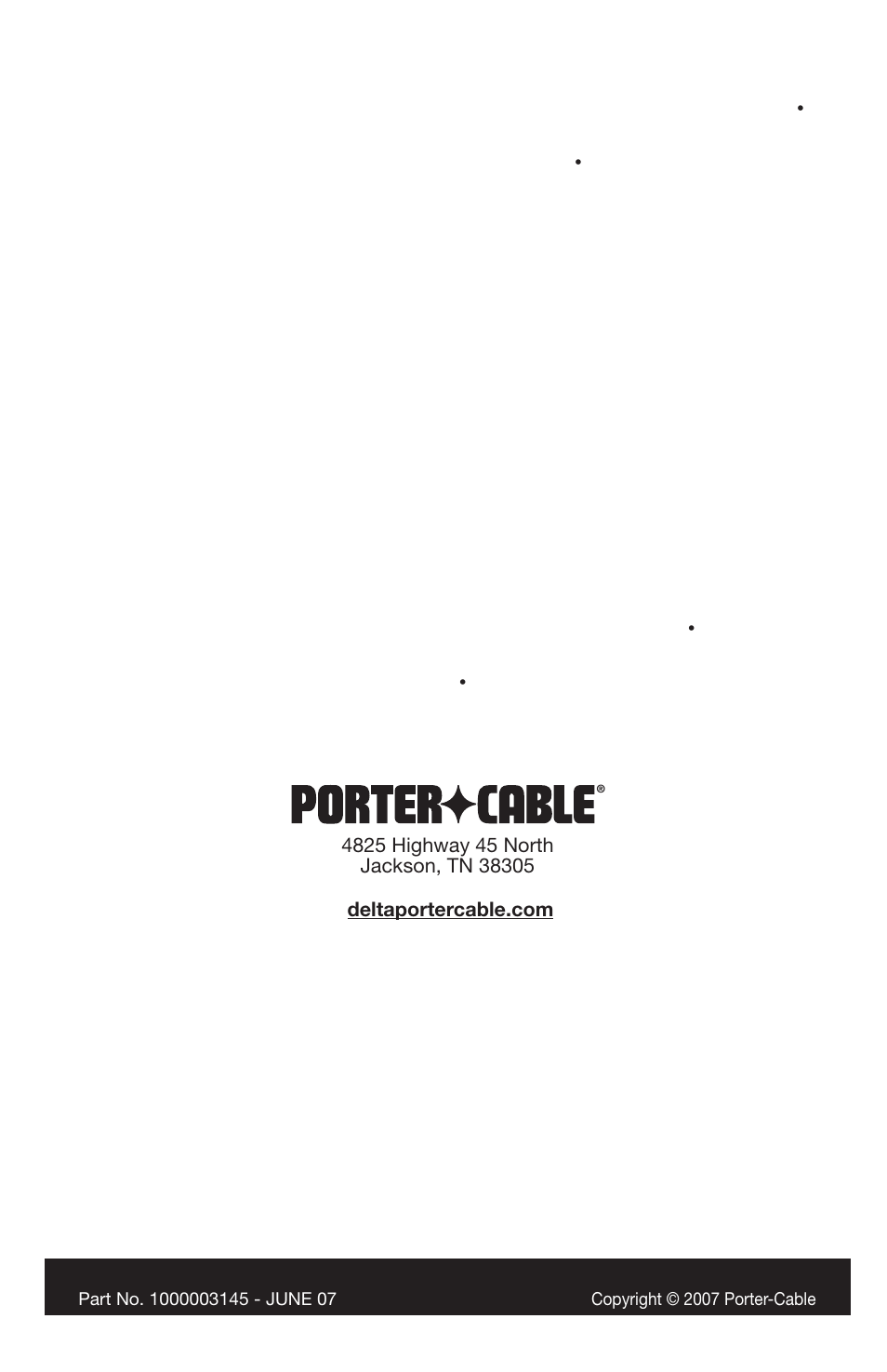 Air america, Airboss, Auto-set | B.o.s.s, Bammer, Biesemeyer, Builders saw, Charge air, Charge air pro, Contractor superduty | Porter-Cable 1000003145 User Manual | Page 64 / 64