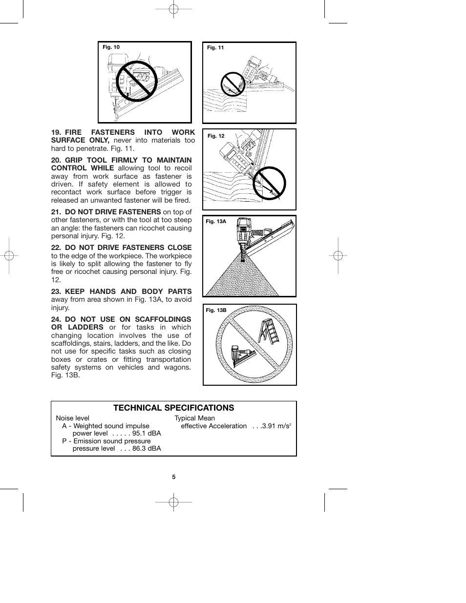 Technical specifications | Porter-Cable DA250A User Manual | Page 5 / 13