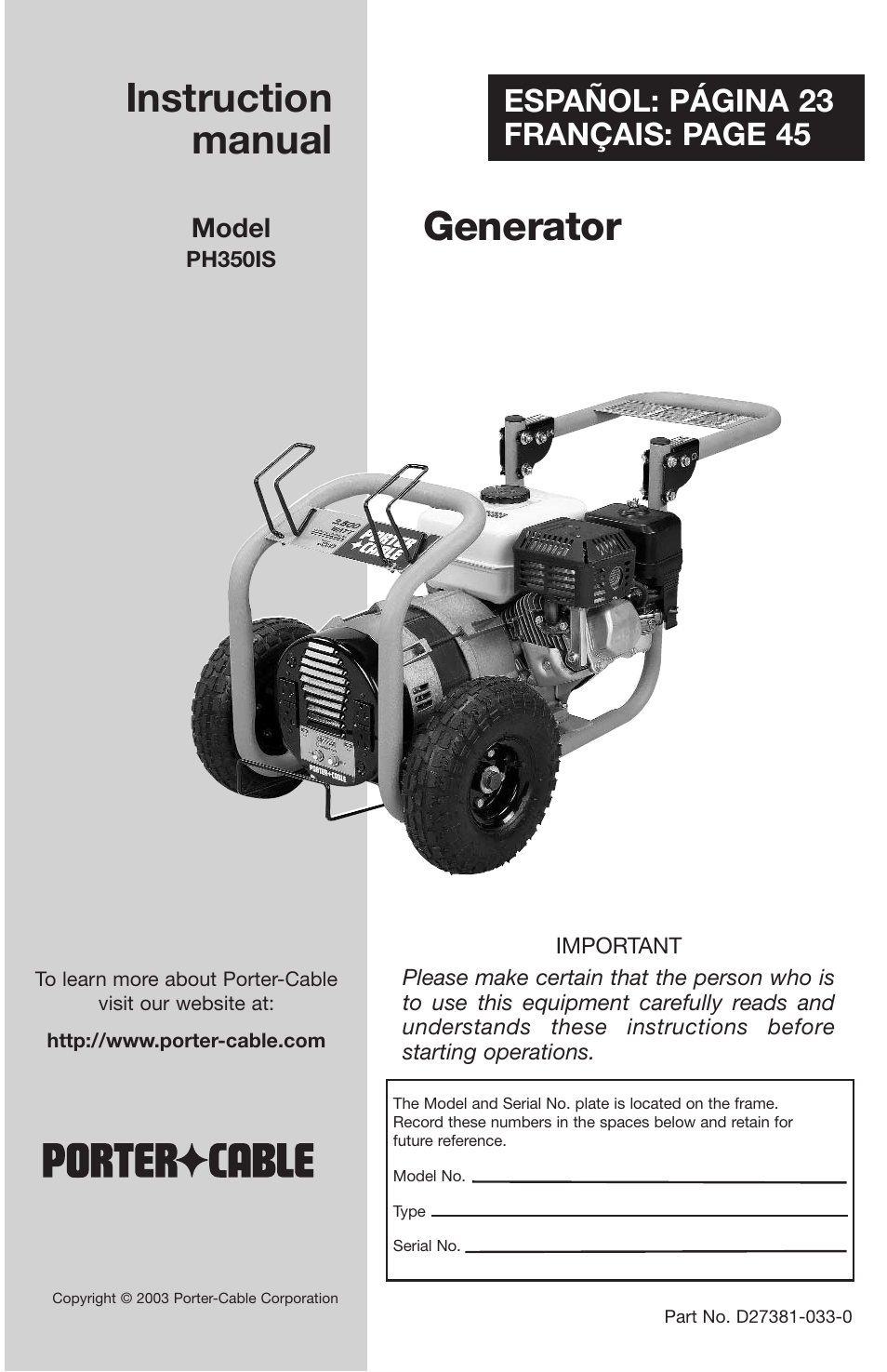 Porter-Cable PH350IS User Manual | 22 pages