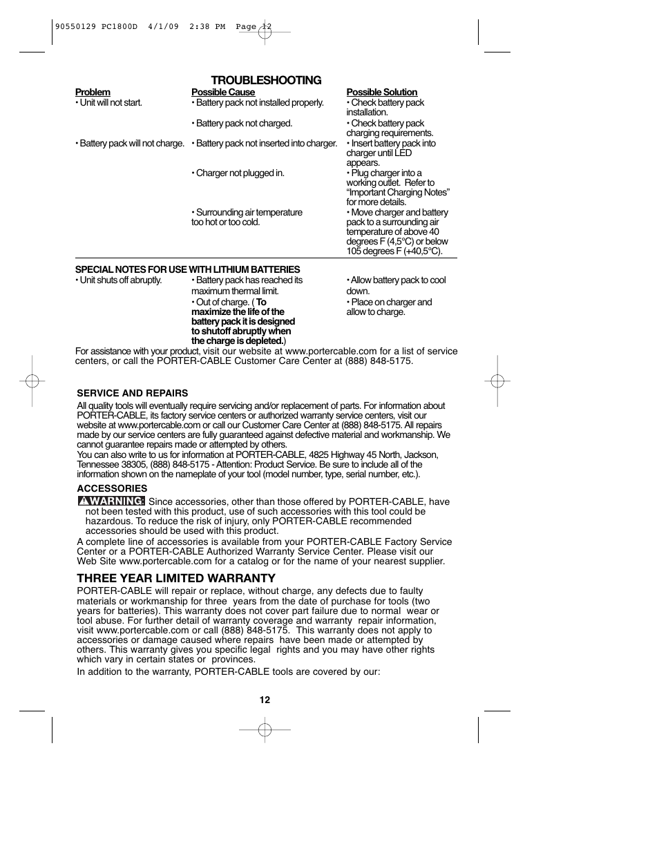 Porter-Cable 8101214 User Manual | Page 12 / 44