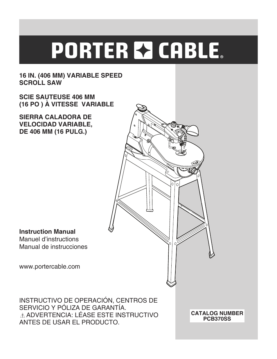 Porter-Cable PCB370SS User Manual | 28 pages