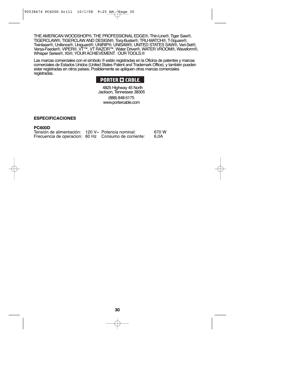 Porter-Cable PC600D User Manual | Page 30 / 32