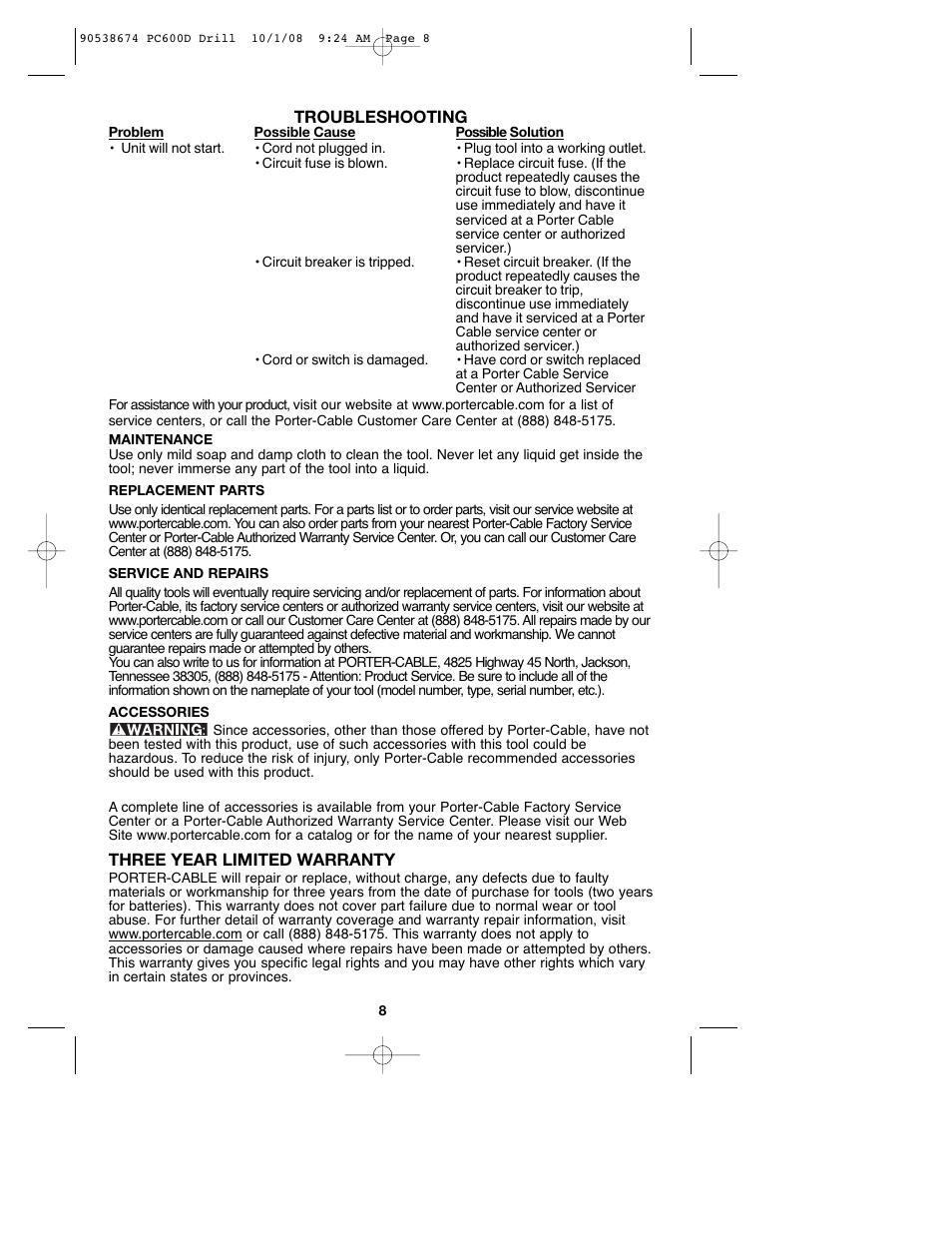 Porter-Cable PC600D User Manual | Page 8 / 32