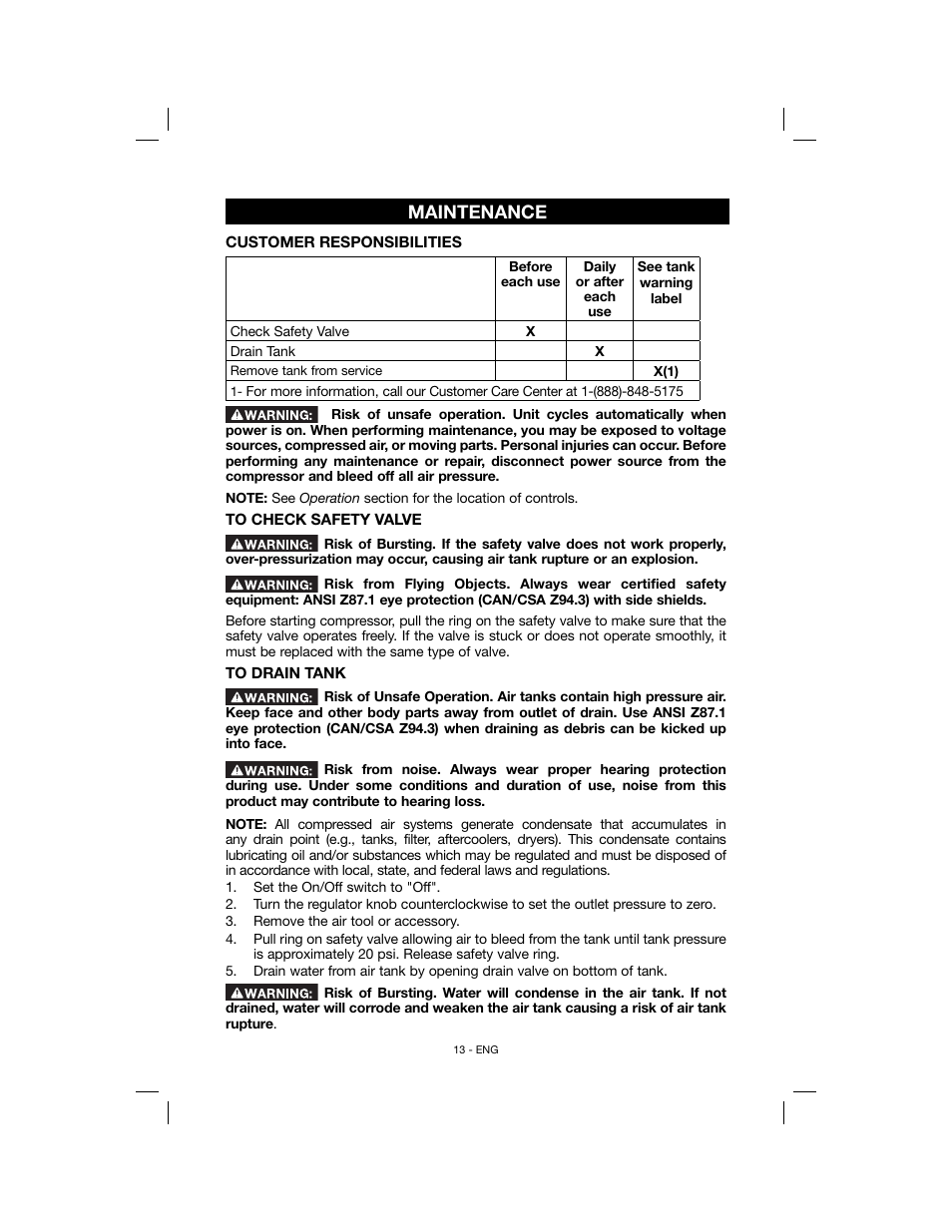 Maintenance | Porter-Cable N078948 User Manual | Page 13 / 64