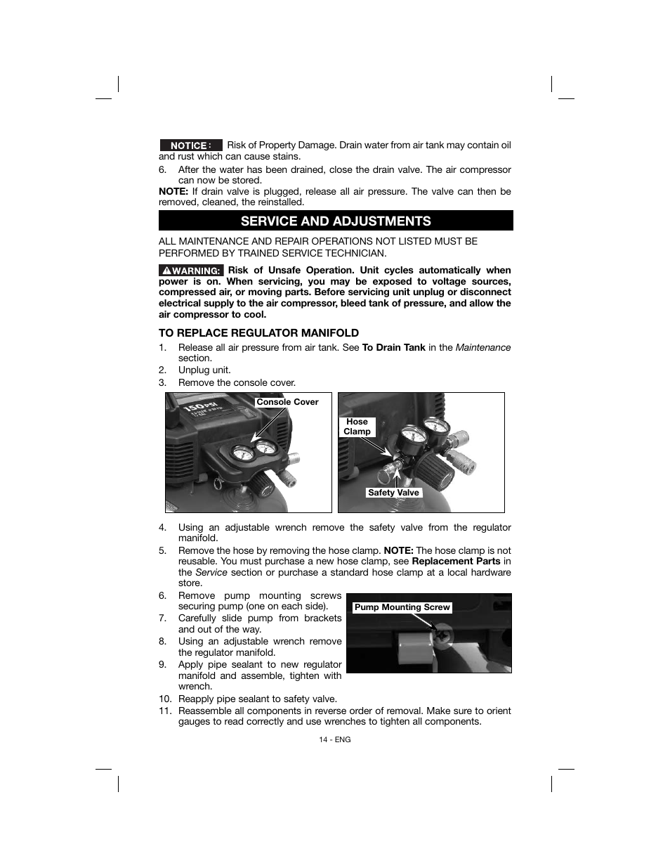 Service and adjustments | Porter-Cable N078948 User Manual | Page 14 / 64