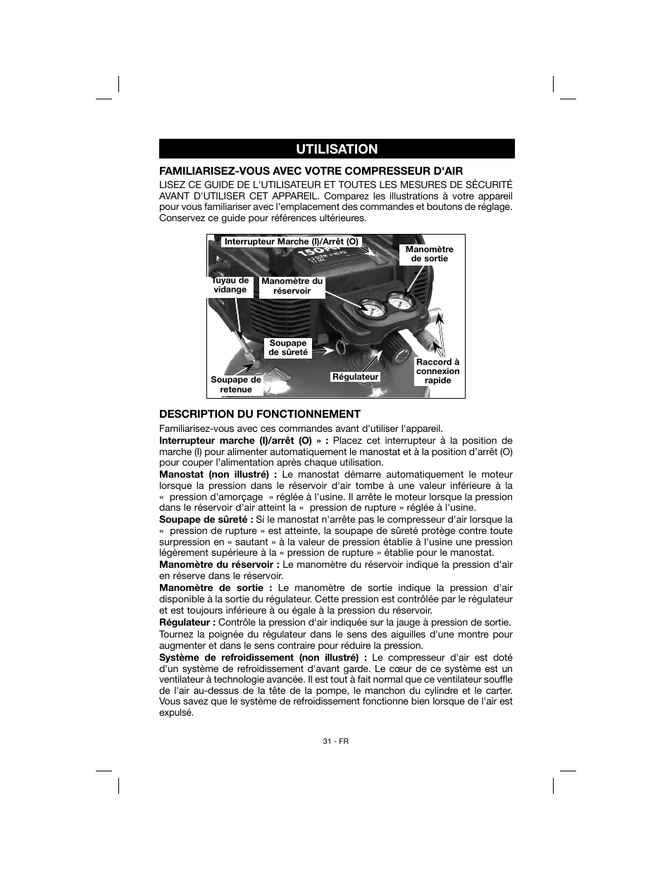 Utilisation | Porter-Cable N078948 User Manual | Page 31 / 64