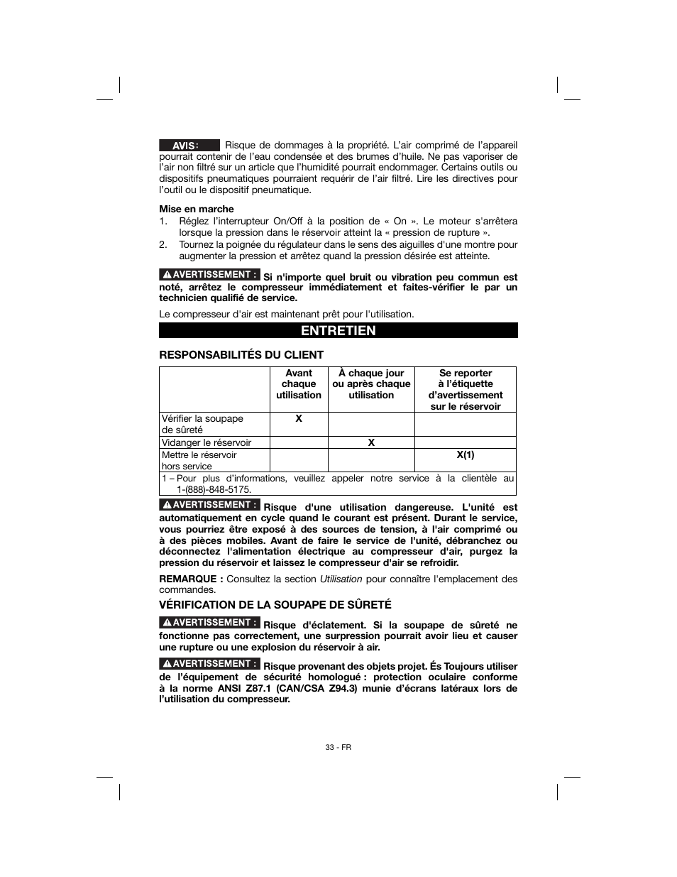 Entretien | Porter-Cable N078948 User Manual | Page 33 / 64