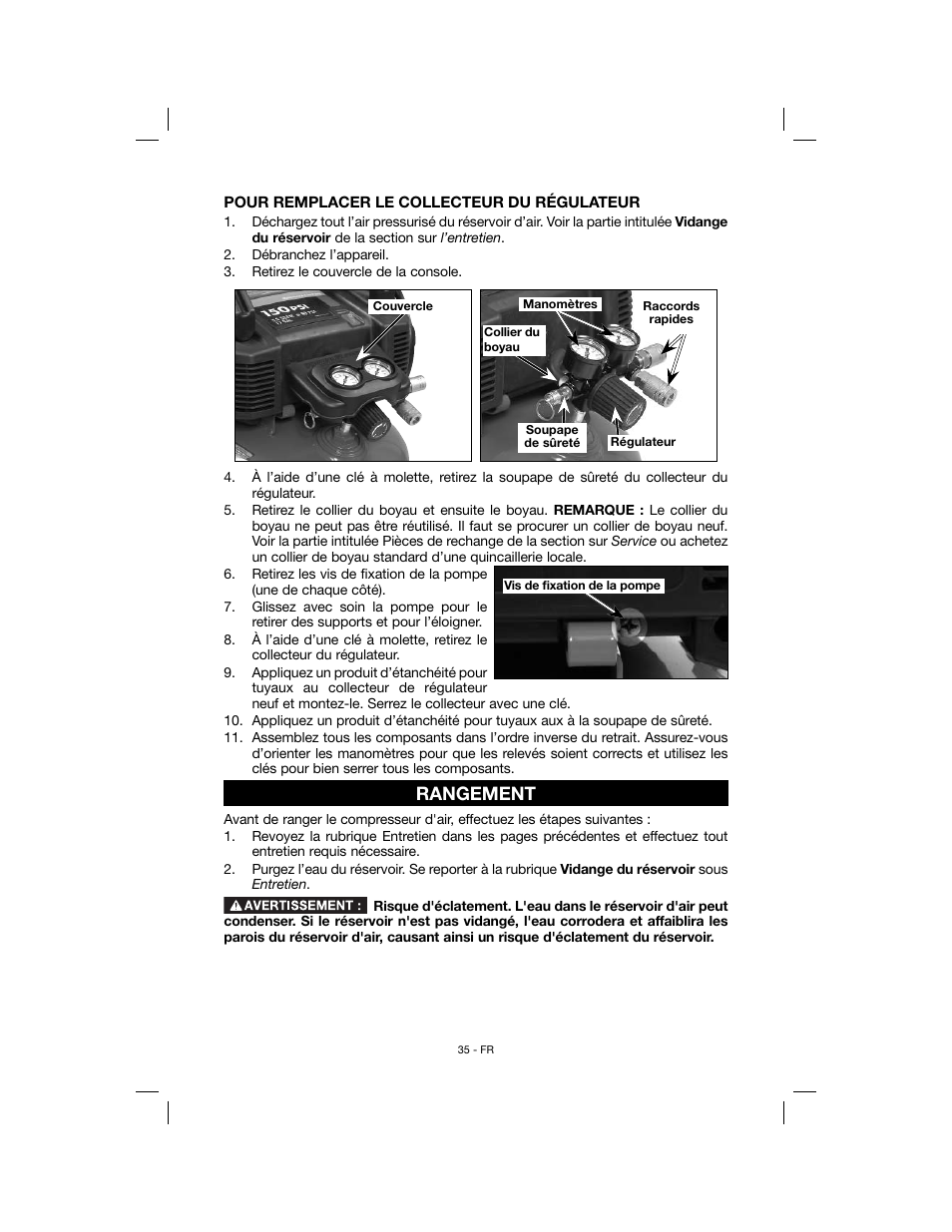 Rangement | Porter-Cable N078948 User Manual | Page 35 / 64