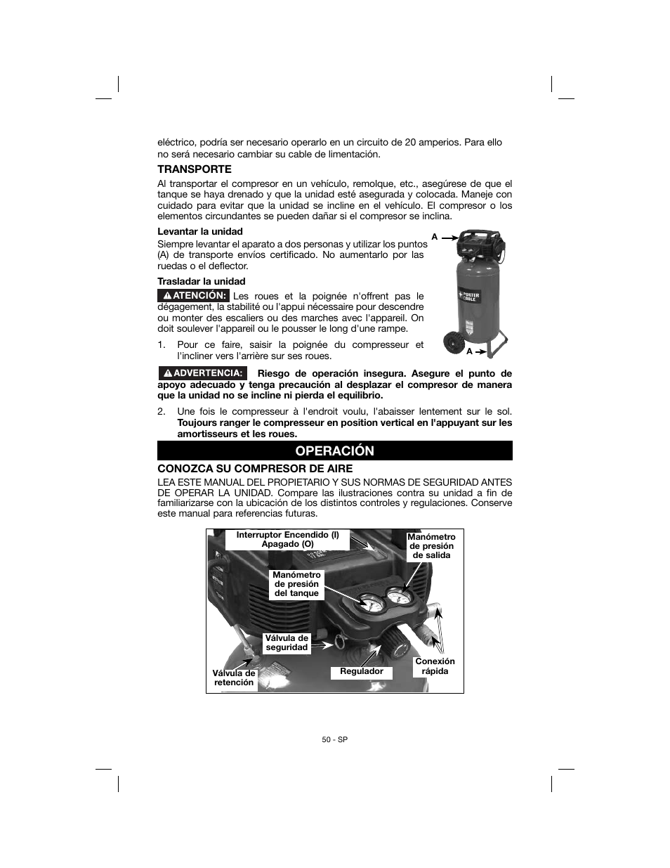 Operación | Porter-Cable N078948 User Manual | Page 50 / 64