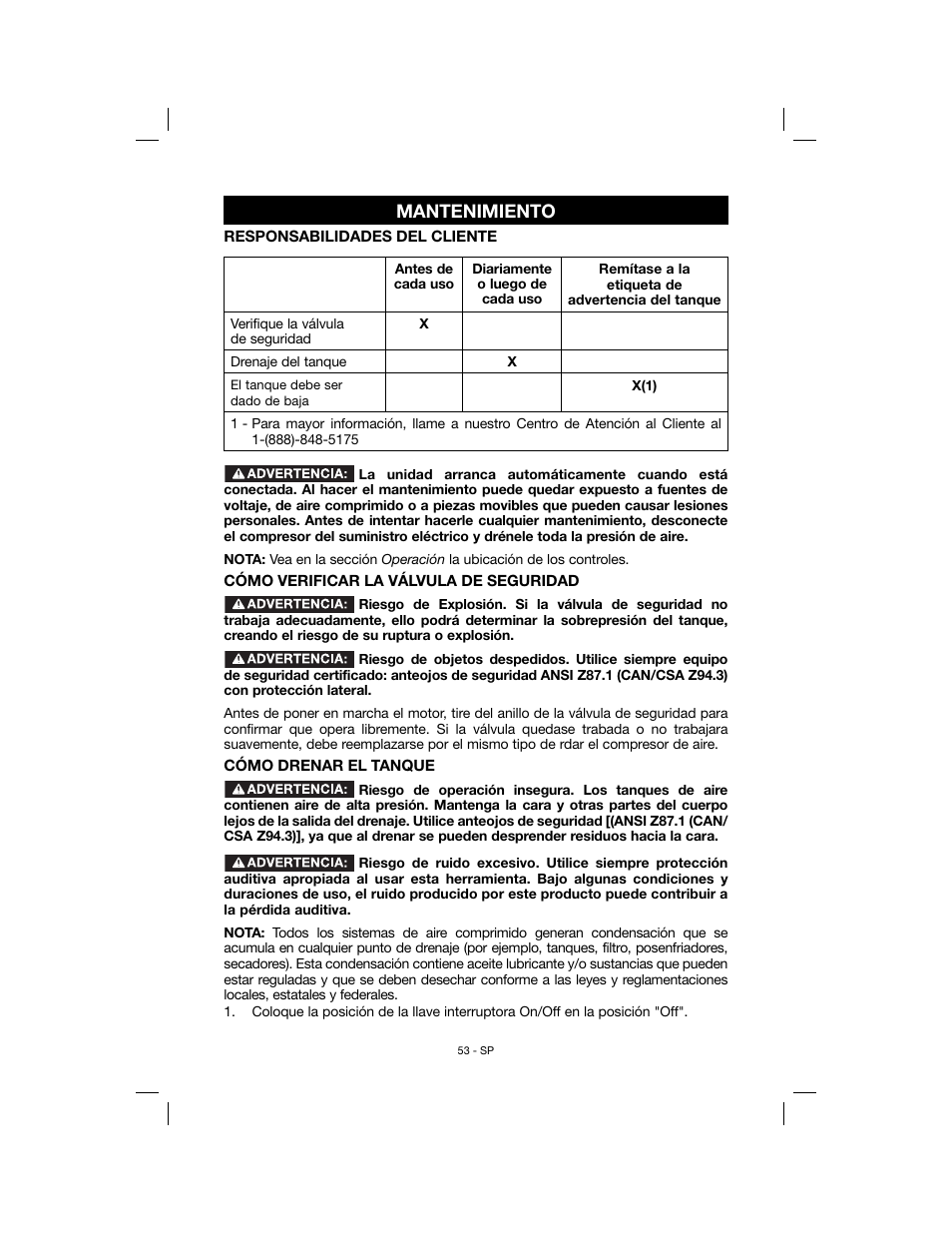 Mantenimiento | Porter-Cable N078948 User Manual | Page 53 / 64