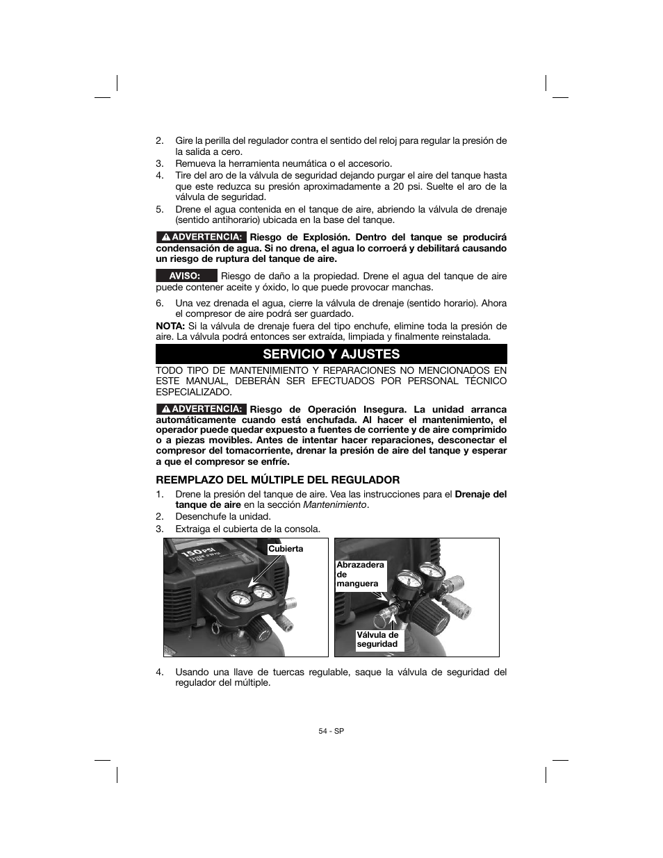 Servicio y ajustes | Porter-Cable N078948 User Manual | Page 54 / 64