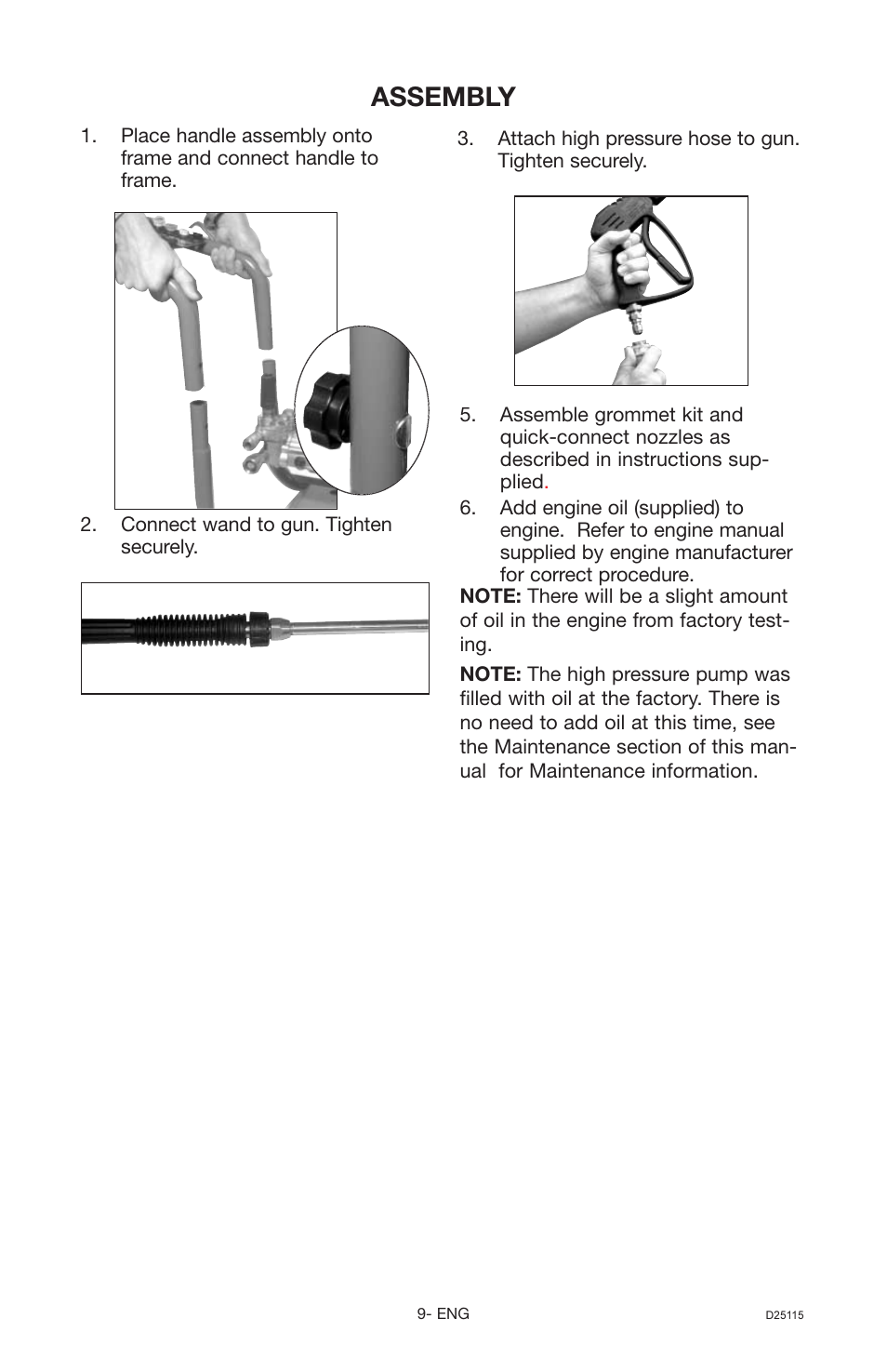 Assembly | Porter-Cable PC2525SP User Manual | Page 9 / 22