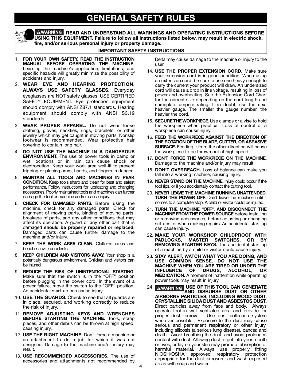 General safety rules | Porter-Cable 33-402 User Manual | Page 4 / 28