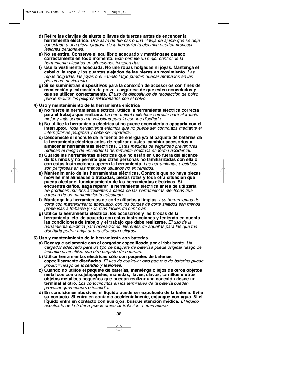 Porter-Cable PCL180RS User Manual | Page 32 / 44