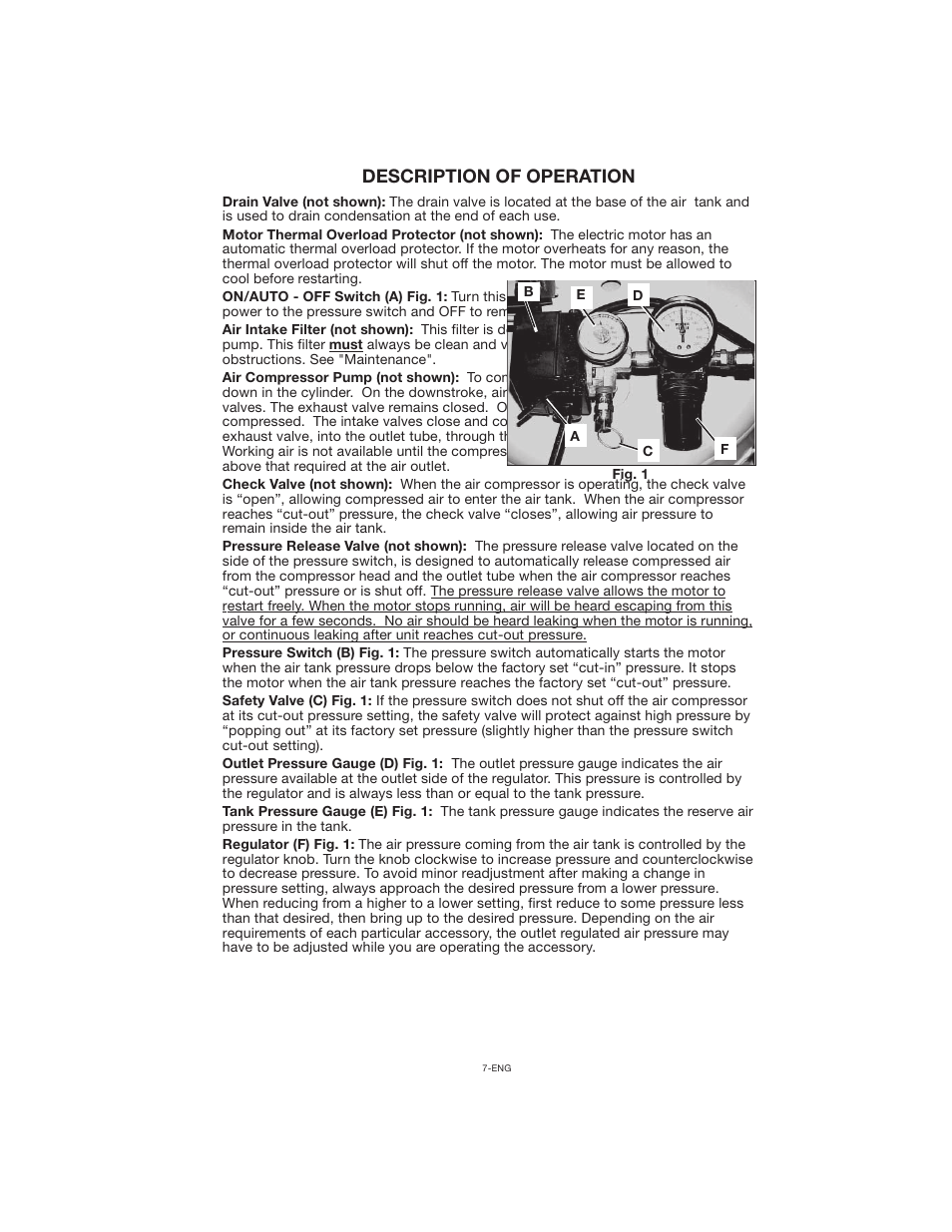 Description of operation | Porter-Cable CPF23400P User Manual | Page 7 / 18