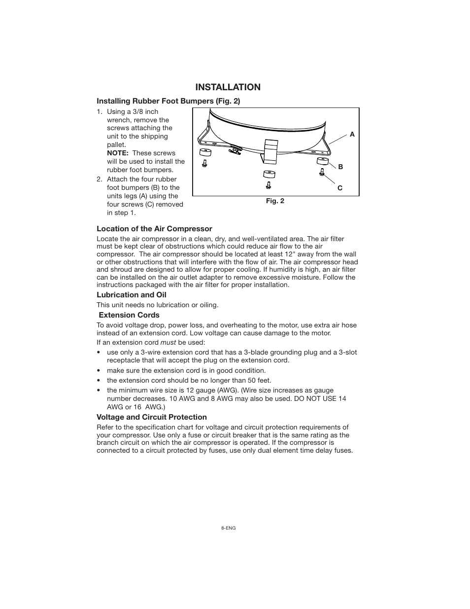 Installation | Porter-Cable CPF23400P User Manual | Page 8 / 18
