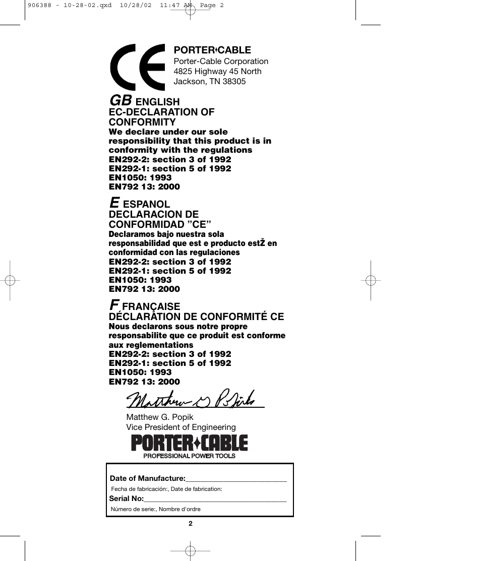 Porter-Cable FCP350 User Manual | Page 2 / 13