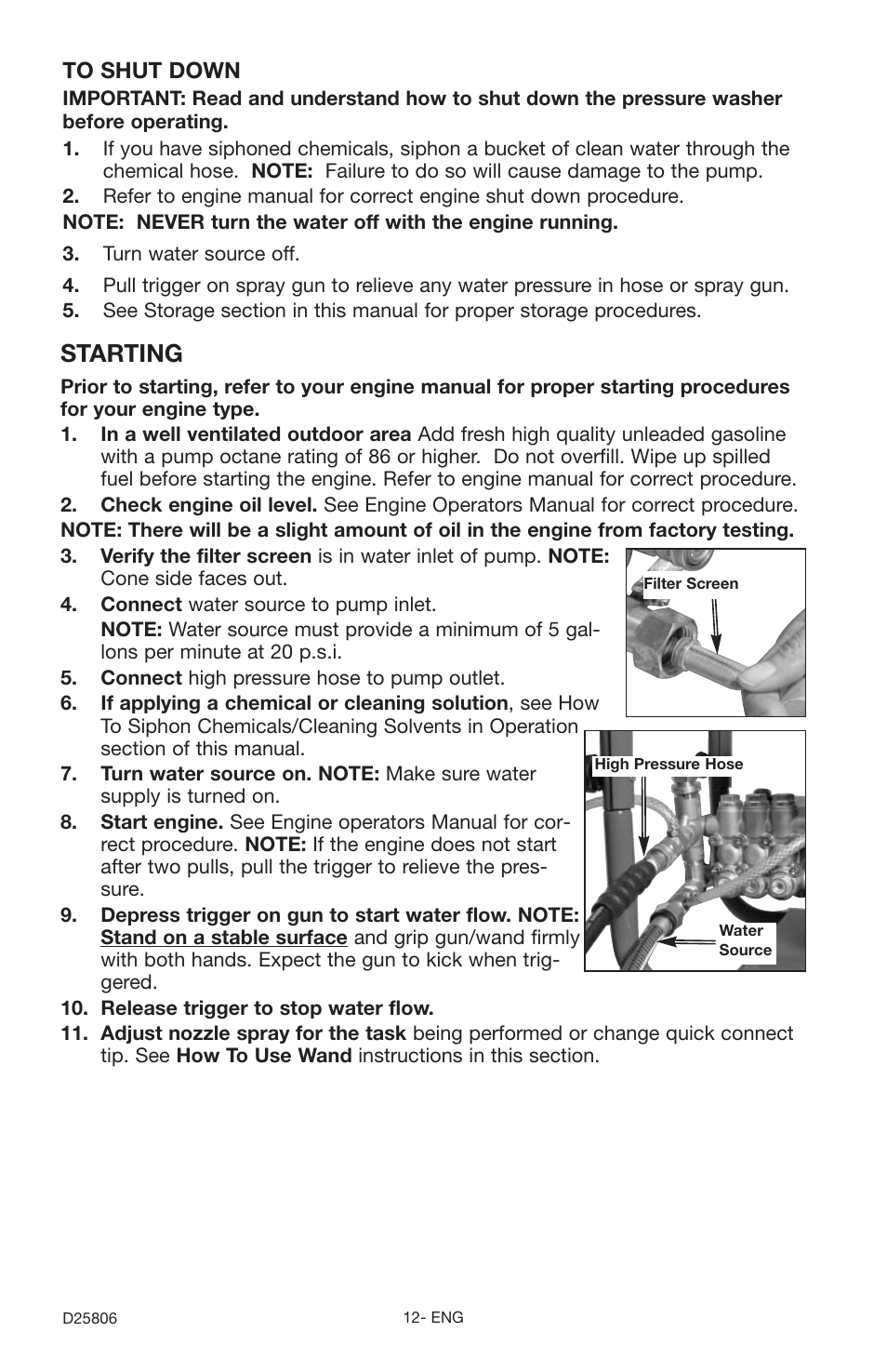 Starting | Porter-Cable PCH3600GRC User Manual | Page 12 / 20
